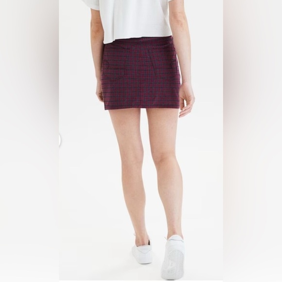 American Eagle Women’s Red Maroon Ne(X)t Level High Waisted Plaid Mini Skirt 14 - Picture 6 of 10